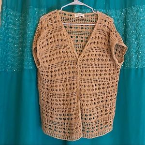 Women’s Khaki Crocheted Cardigan